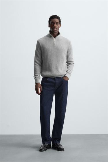 HIGH NECK ZIP-UP SWEATER - Grey marl by Zara