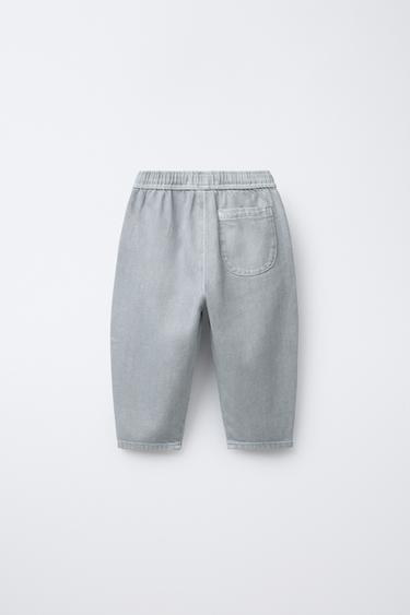 PANTALON EN SERGÉ BALLON EFFET DÉLAVÉ - Bleu clair de Zara - Image 1