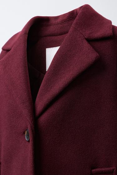 MANTEAU EN DRAP DE LAINE - Bordeaux de Zara - Image 4