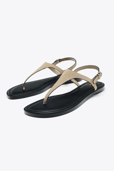 LEATHER BUCKLE-STRAP SANDALS - Sand Brown by Zara - Image 2