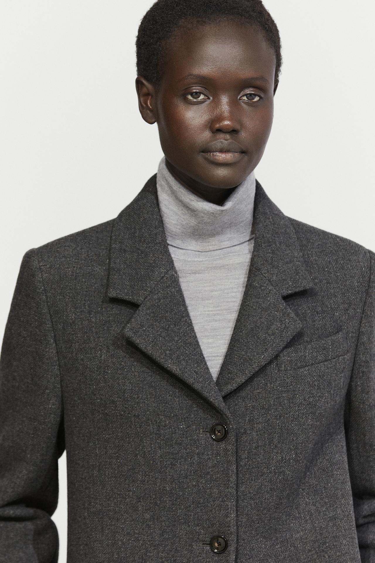 Wool-blend bouclé coat with loop-yarn detail — Cobalt