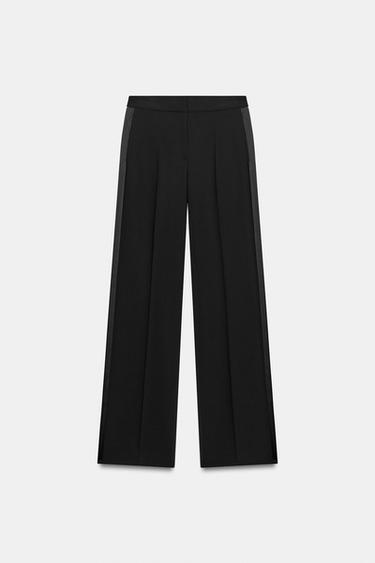PANTALONI CON STRISCIA LATERALE SATINATA - Nero di Zara