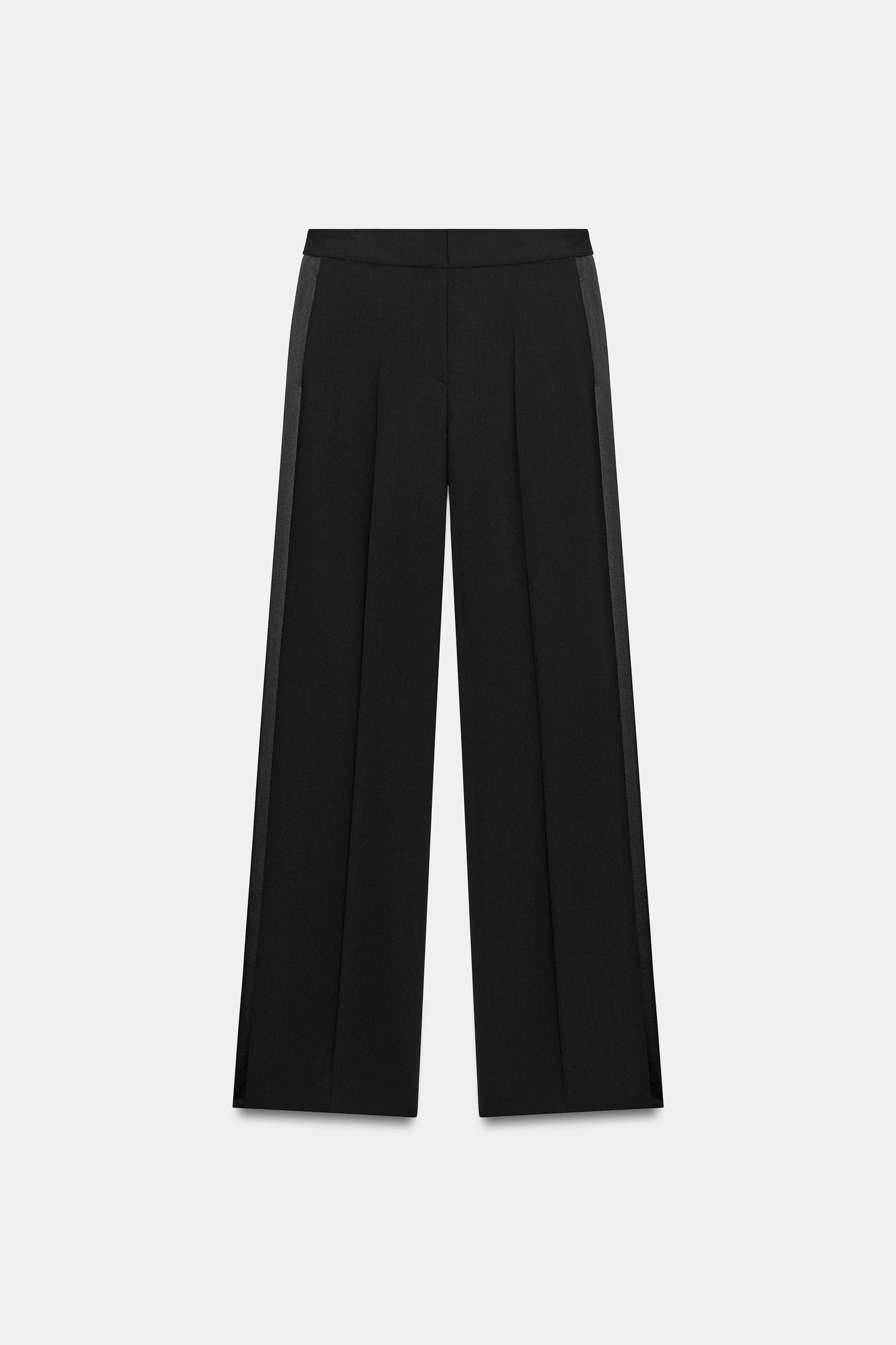 Женские брюки Zara Satin Side Stripe, цвет: Чёрный — фото 7