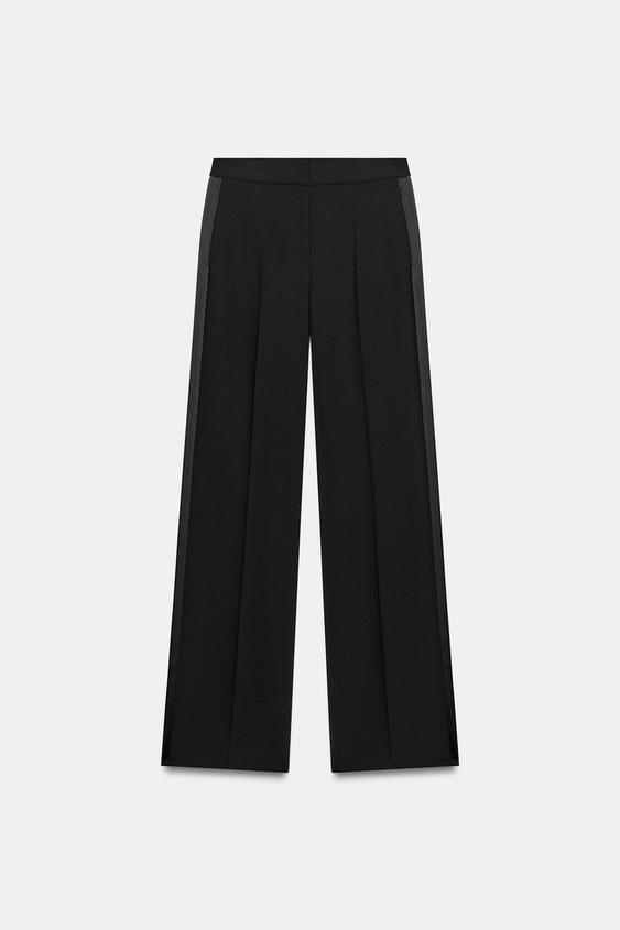 PANTALON À BANDE LATÉRALE SATINÉE - Noir de Zara - Image 6