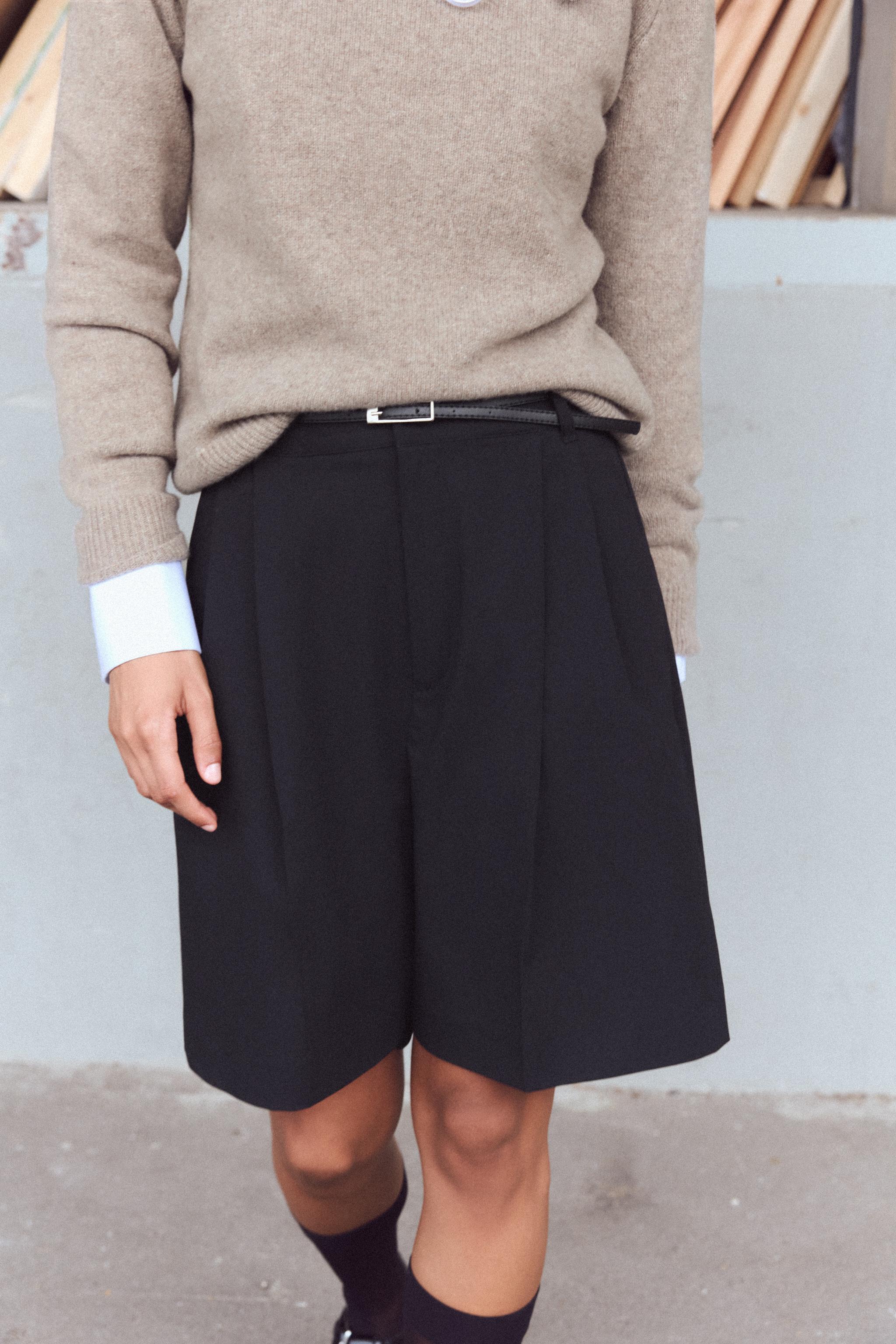 Pleated shorts zara on sale