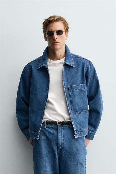 DENIM JACKET WITH ZIP - Blue by Zara