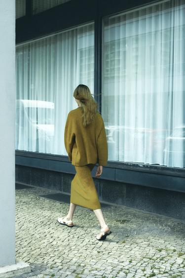 KNIT MIDI SKIRT - Green by Zara
