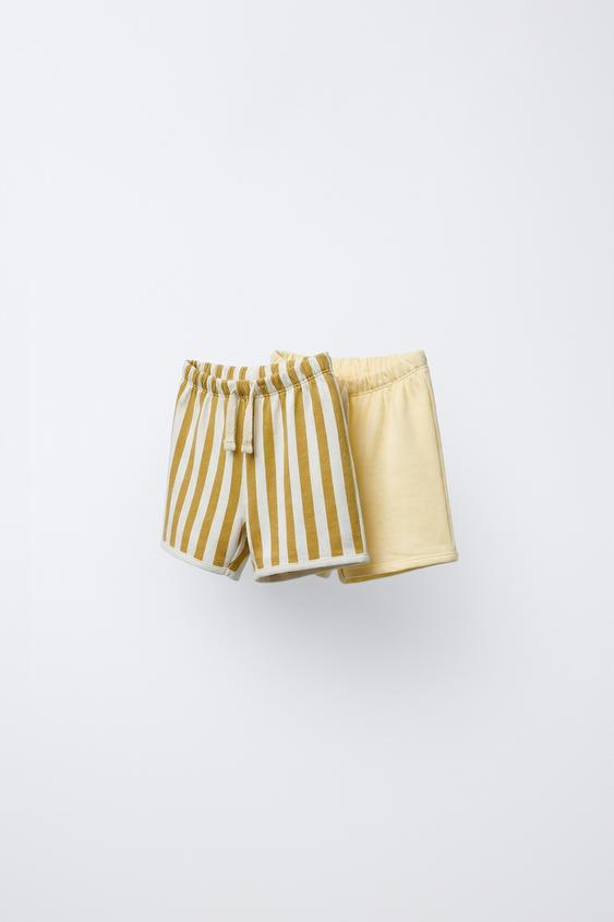 2-PACK OF STRIPED AND PLAIN BERMUDA SHORTS - Yellow by Zara - Image 0