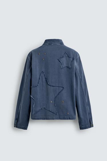 SURCHEMISE À PIÈCES ÉTOILES - Bleu encre de Zara - Image 8