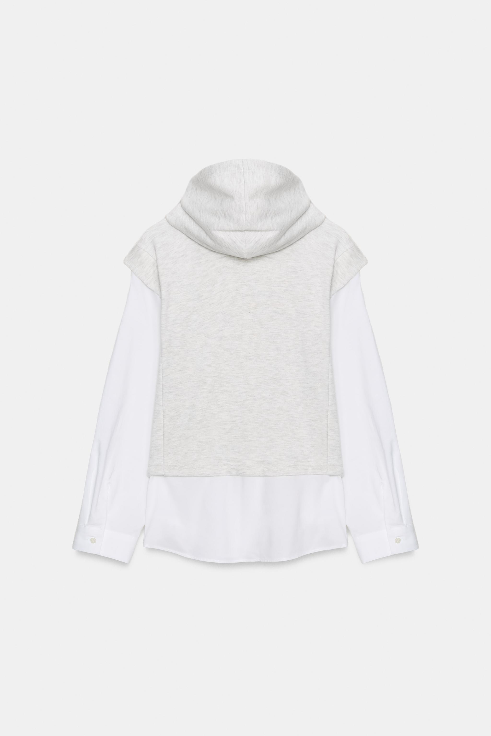 KONTRAST KAPÜŞONLU SWEATSHIRT GÖMLEK - Görsel 6