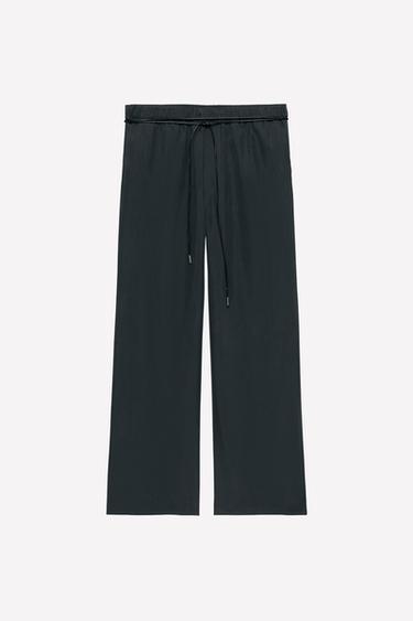 100% SILK TROUSERS WITH BELT LUDOVIC DE SAINT SERNIN x ZARA - Blue / Grey by Zara