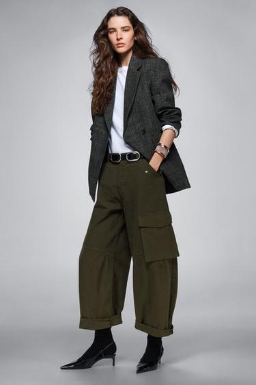ZW COLLECTION CARGO TROUSERS - Khaki by Zara