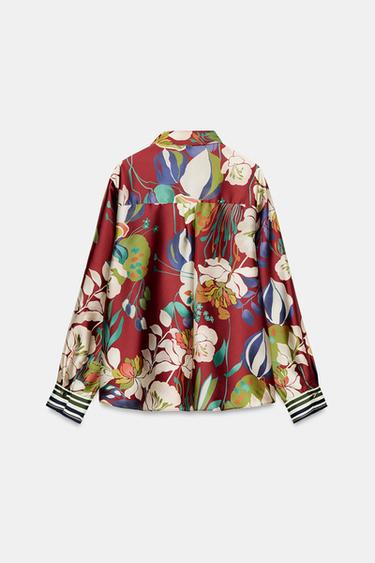 CHEMISE SATINÉE À IMPRIMÉ FLEURI - Multicolore de Zara - Image 3