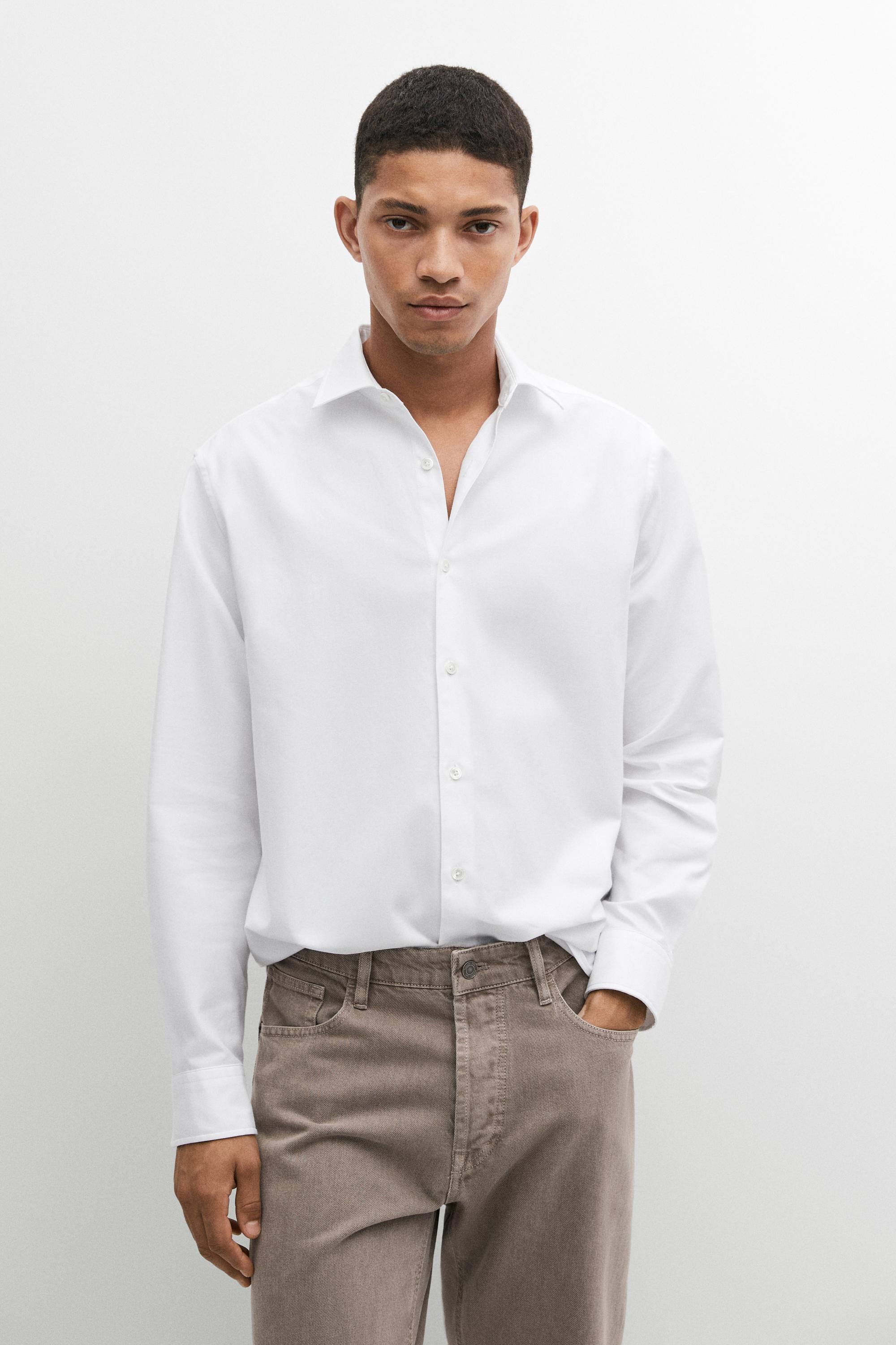 100% Cotton Twill Regular Fit Shirt — White