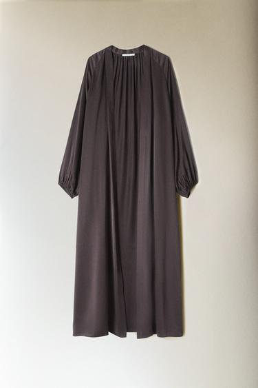 BROWN SILK DRESSING GOWN - Dark brown by Zara - Image 5