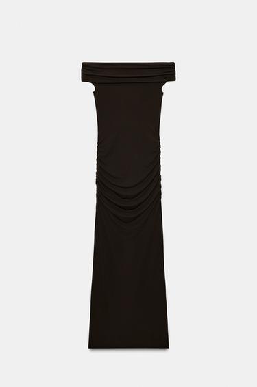 LONG DRAPED DRESS - Dark khaki by Zara - Image 7