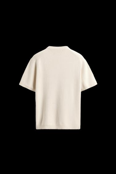 Zara PEARL KNIT T-SHIRT - Oyster-white