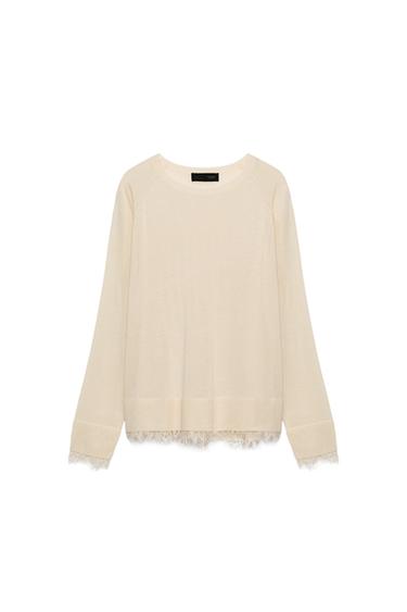 LACE KNIT JUMPER - Beige by Zara