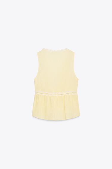 TOP DENTELLES - Jaune clair de Zara - Image 5