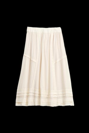 LIMITED EDITION LACE TRIM WOOL SKIRT - Ecru by Zara