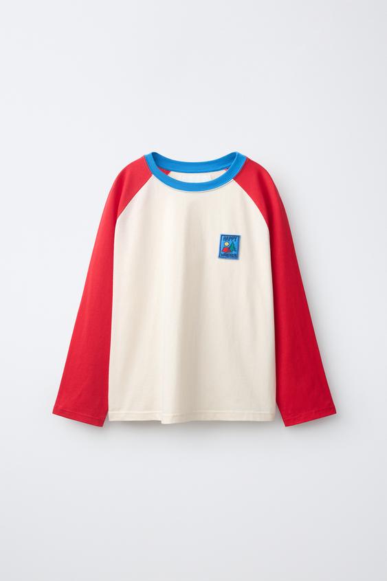 RAGLAN SLEEVE PATCH T-SHIRT - Red by Zara - Image 0
