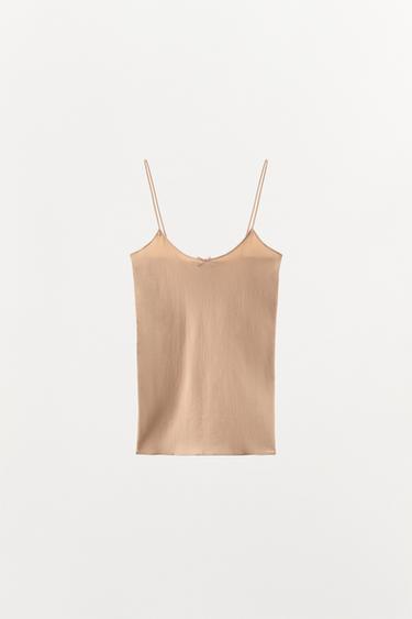 POINTELLE STRAPPY TOP WITH SATIN BOW - Pastel pink by Zara - Image 3