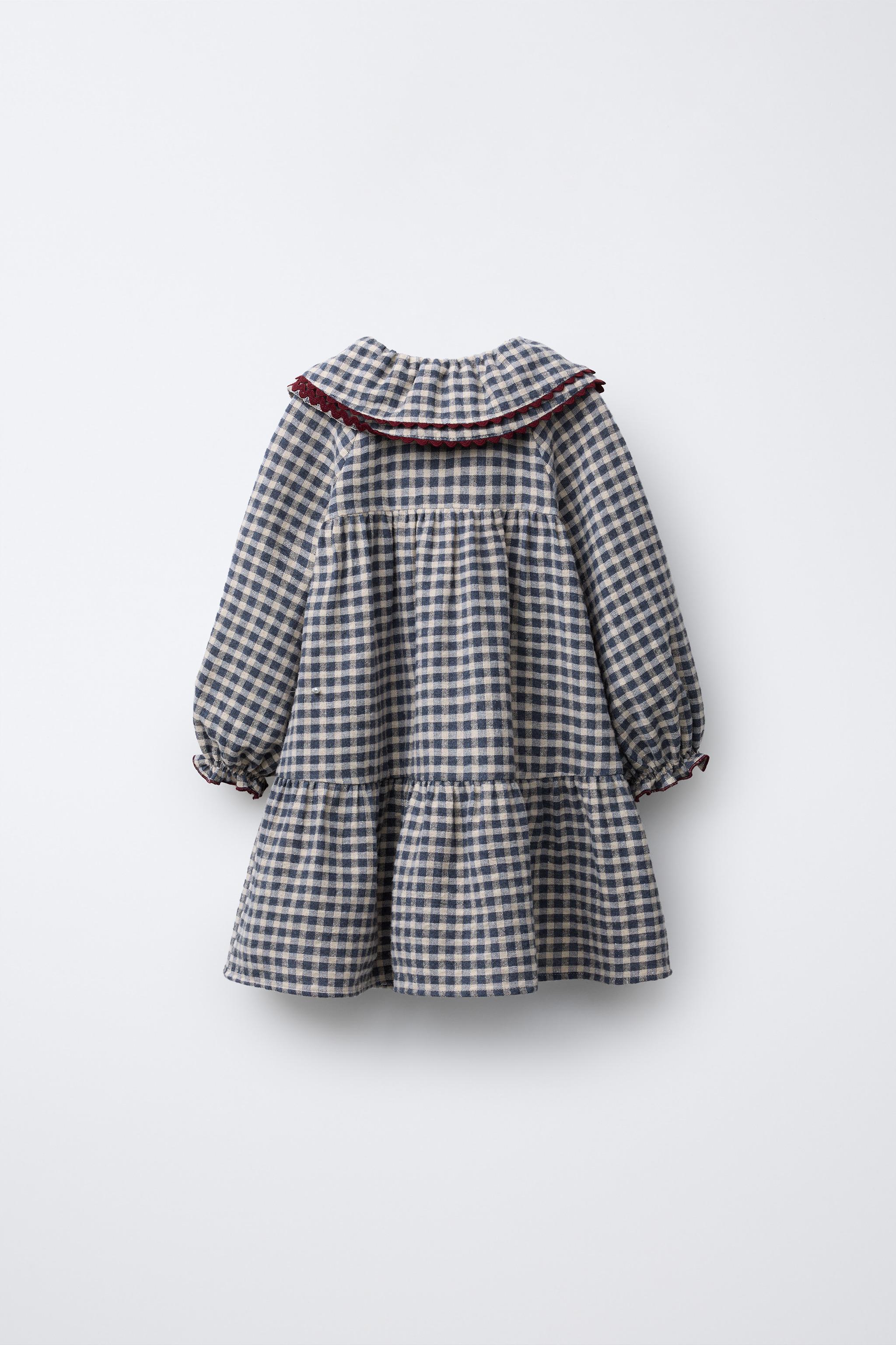 PLAID RIC-RAC TRIM DRESS