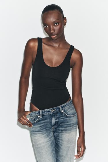 ЛАСТИЧНО БОДИ - Черен от Zara