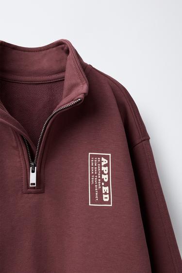 TEXT SWEATSHIRT AND JOGGER TRACKSUIT - Light maroon by Zara - Image 3