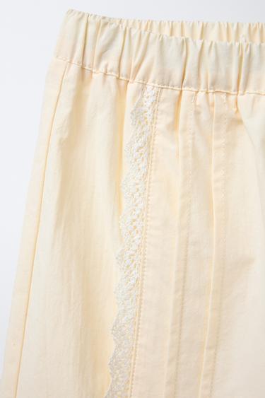 POPLIN LACE TROUSERS - Pastel yellow by Zara - Image 2