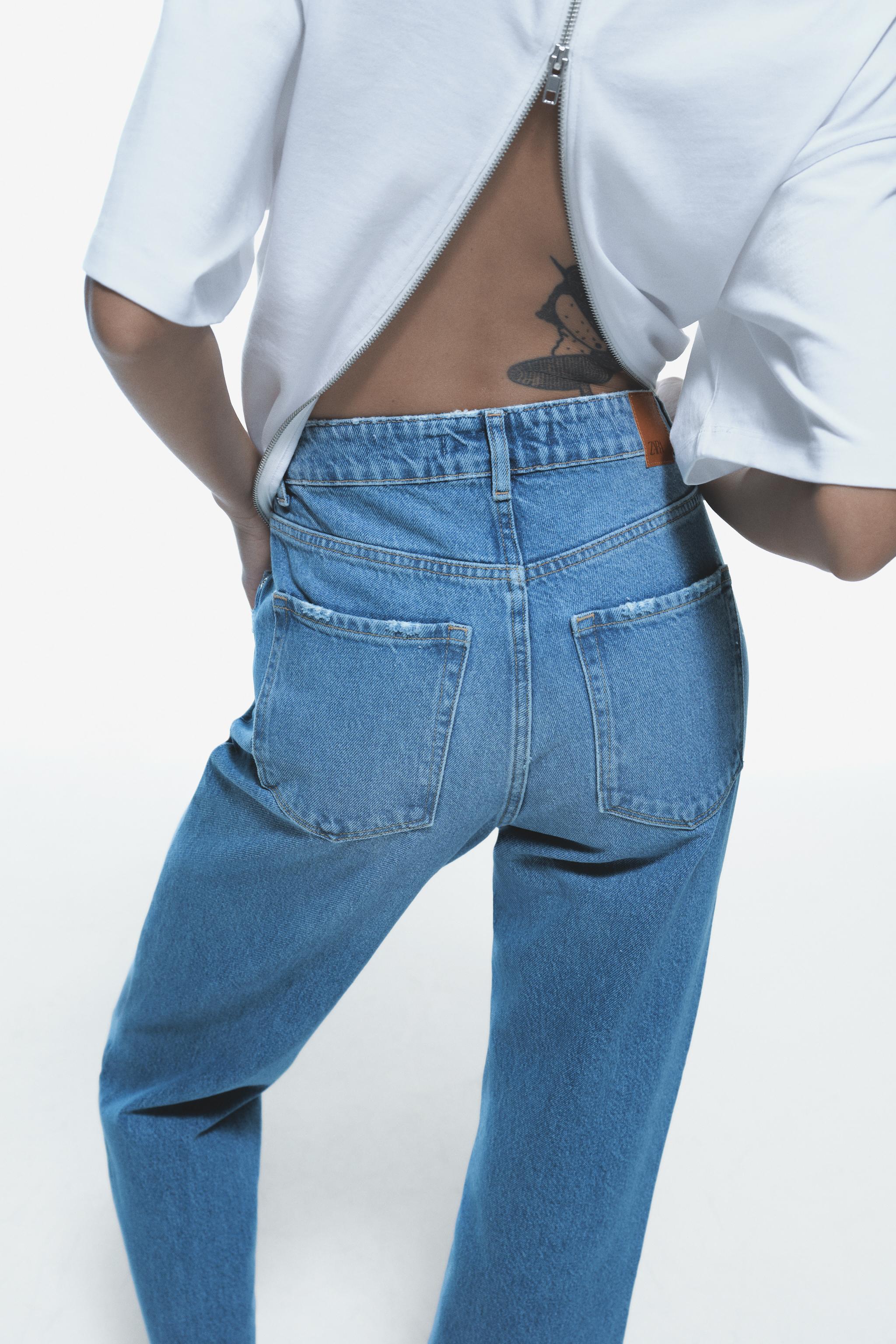 Z1975 STRAIGHT LEG HIGH WAIST DENIM JEANS Mid blue ZARA Australia