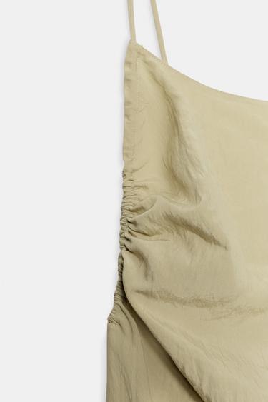 FLOWING MIDI DRESS WITH OPEN BACK - Beige / Green by Zara - Image 6