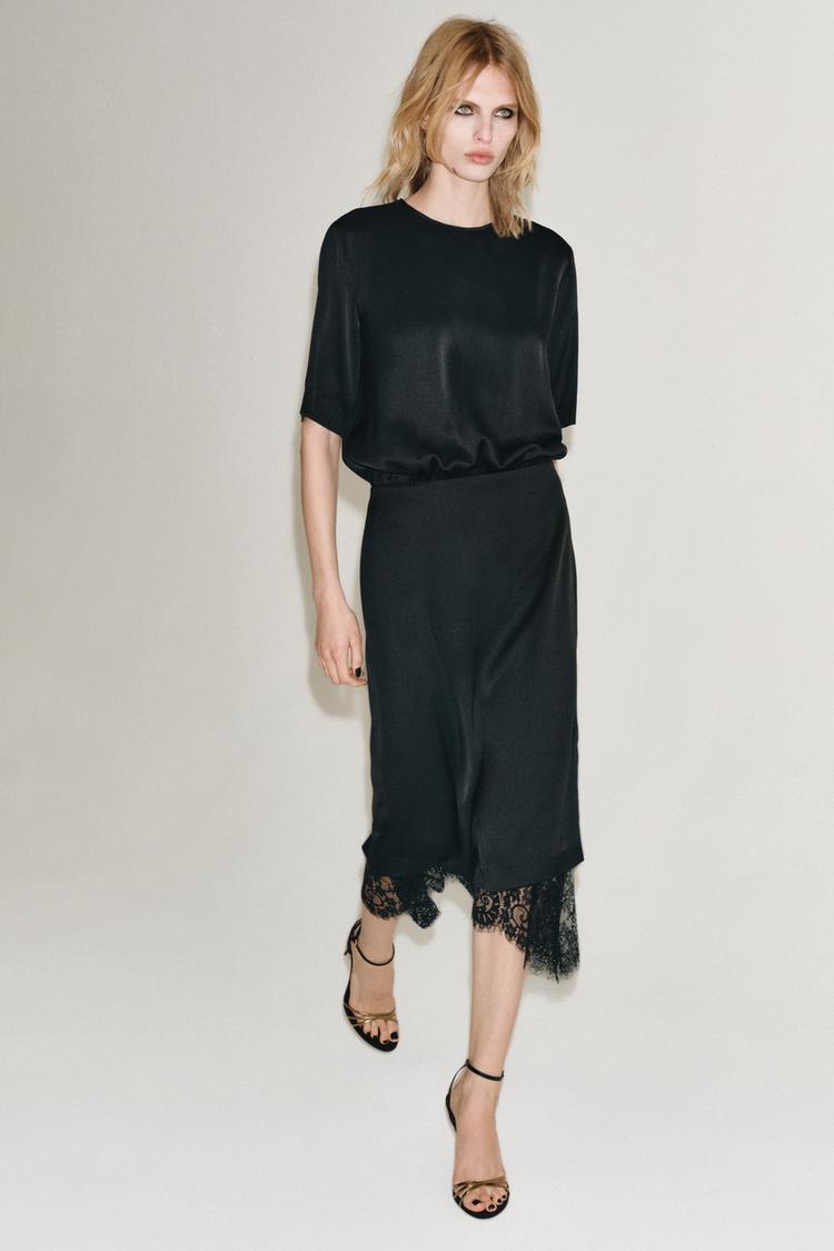 Vestido midi encaje zw collection