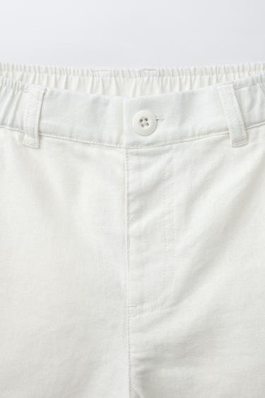 COTTON AND LINEN BERMUDA SHORTS - Ecru by Zara - Image 2