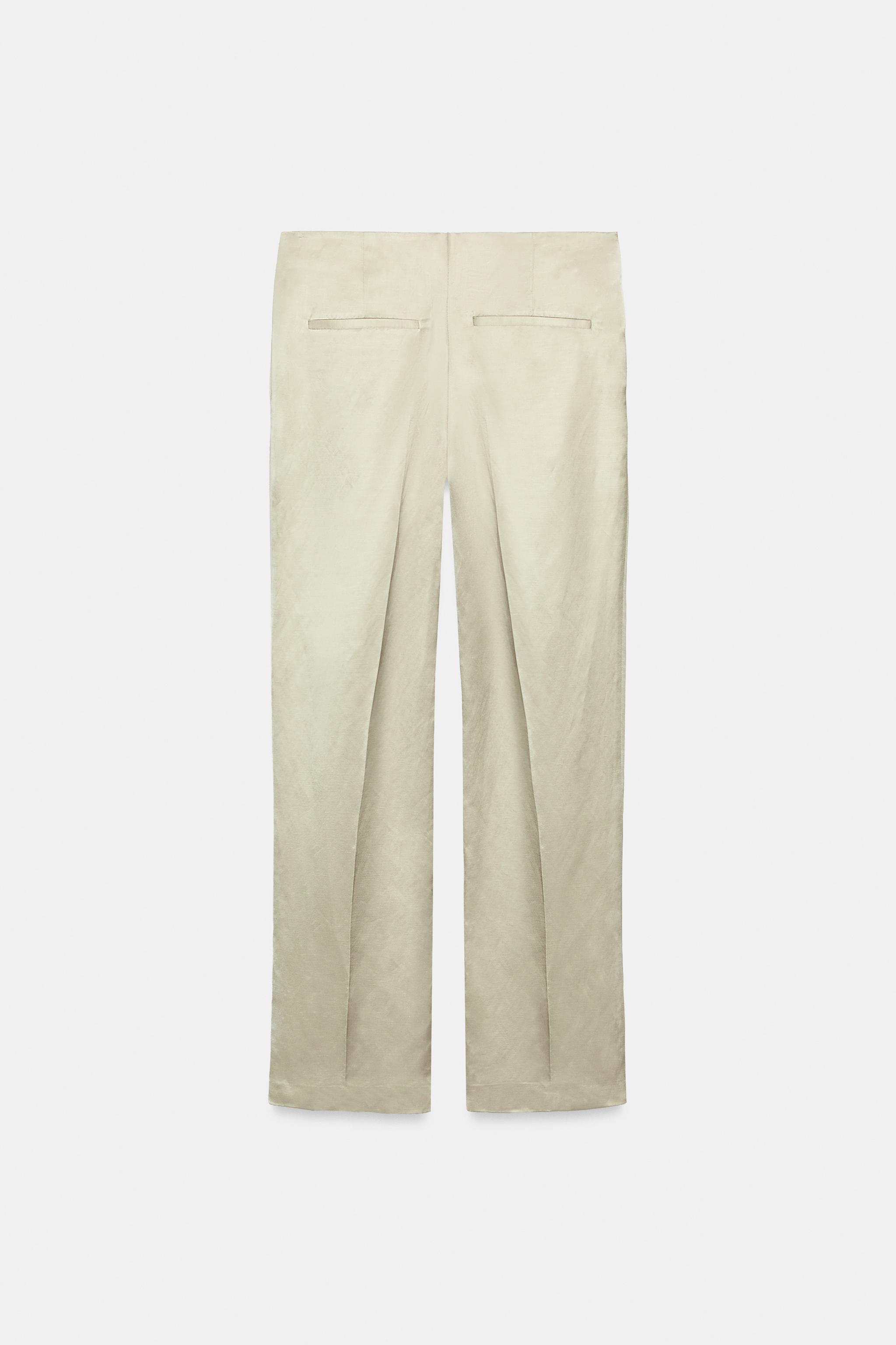 Женские брюки Zara ZW COLLECTION LINEN BLEND STRAIGHT-LEG TROUSERS — фото 10