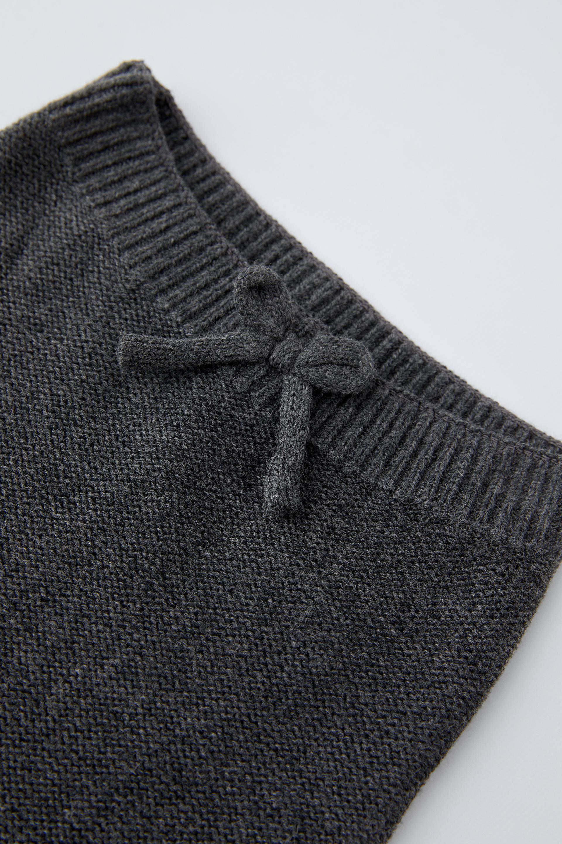 KNIT FOOTED LEGGINGS WITH TIED DETAIL - Anthracite grey