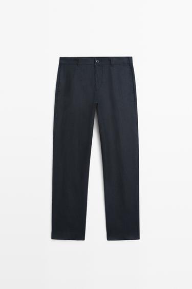 Zara Tapered fit linen pants - Navy blue