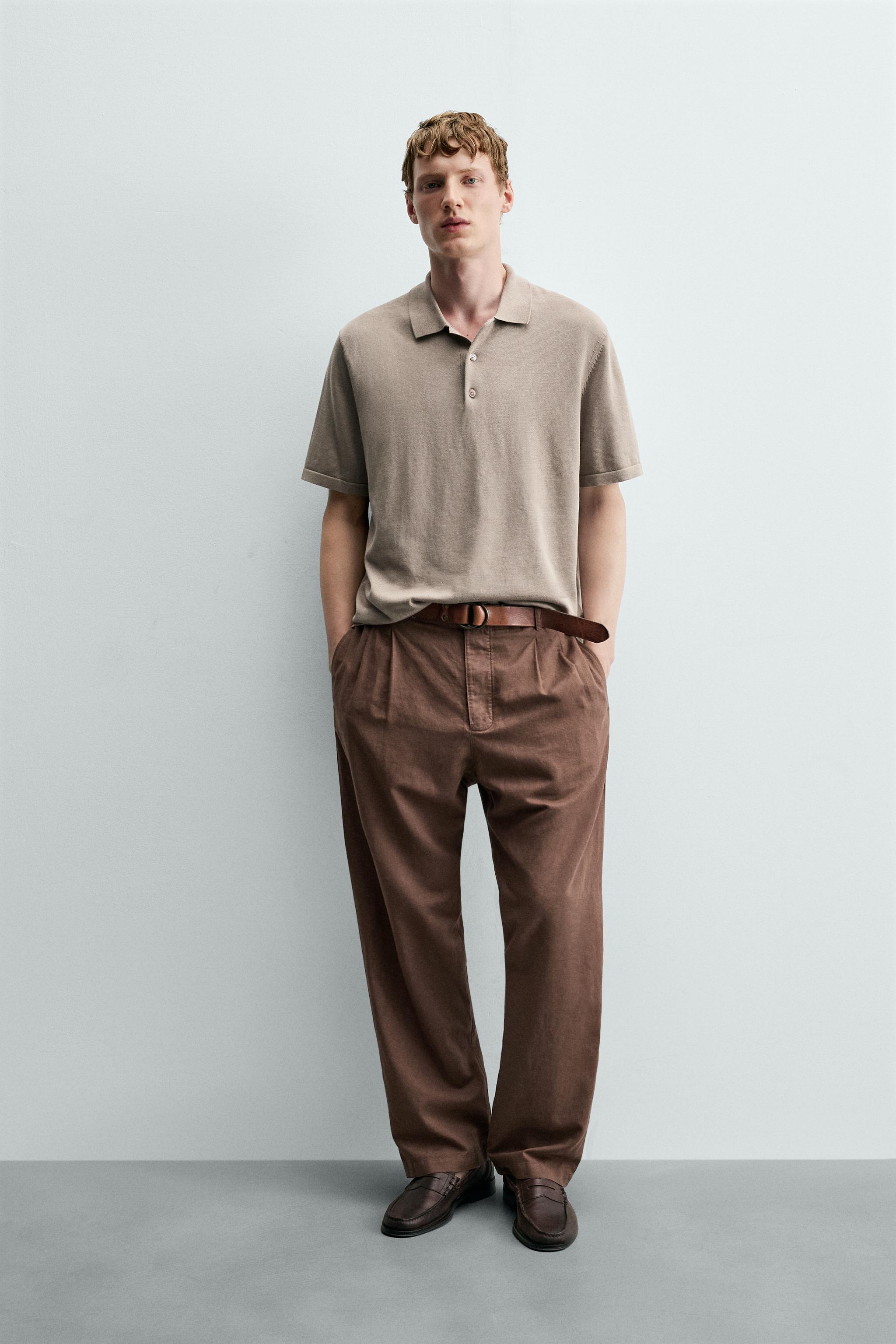 Мужские брюки Zara HEMP AND COTTON RELAXED FIT PANTS