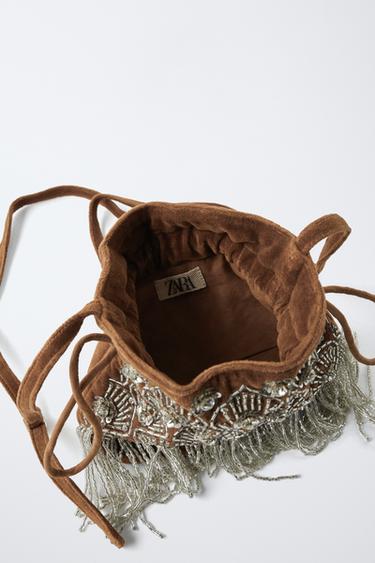 BEADED CROSSBODY BAG - Brown by Zara - Image 3