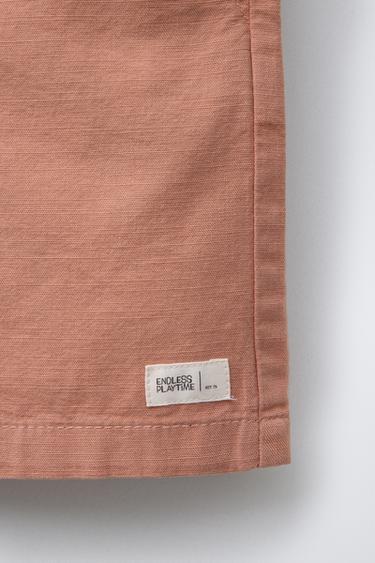 COTTON BERMUDA SHORTS WITH LABEL - Russet by Zara - Image 3