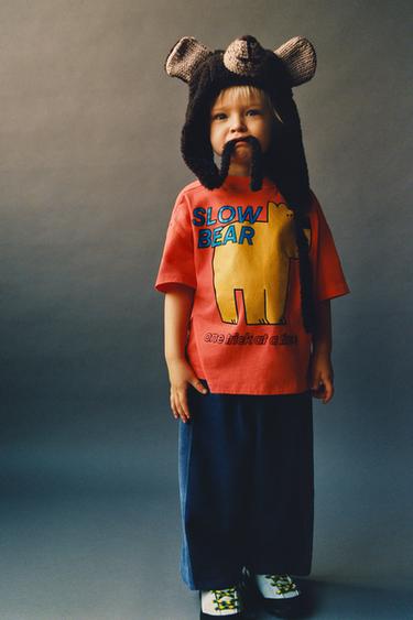 Zara BEAR PRINT T-SHIRT - Orange