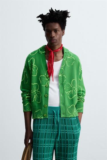 CARDIGAN COM ESTAMPADO FLORAL © OTIS KWAME KYE QUAICOE - Verde da Zara