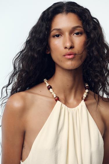 MIDI CUT-OUT DRESS WITH KNOT - Yellow by Zara - Image 3