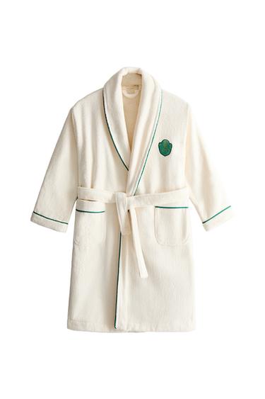X THE ANIMALS OBSERVATORY KIDS’ DRESSING GOWN WITH LOGO - Oyster-white by Zara