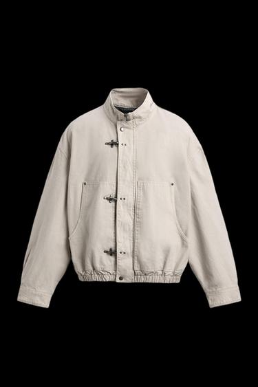 CROPPED FIT FIREMAN CLASP JACKET - Ecru by Zara