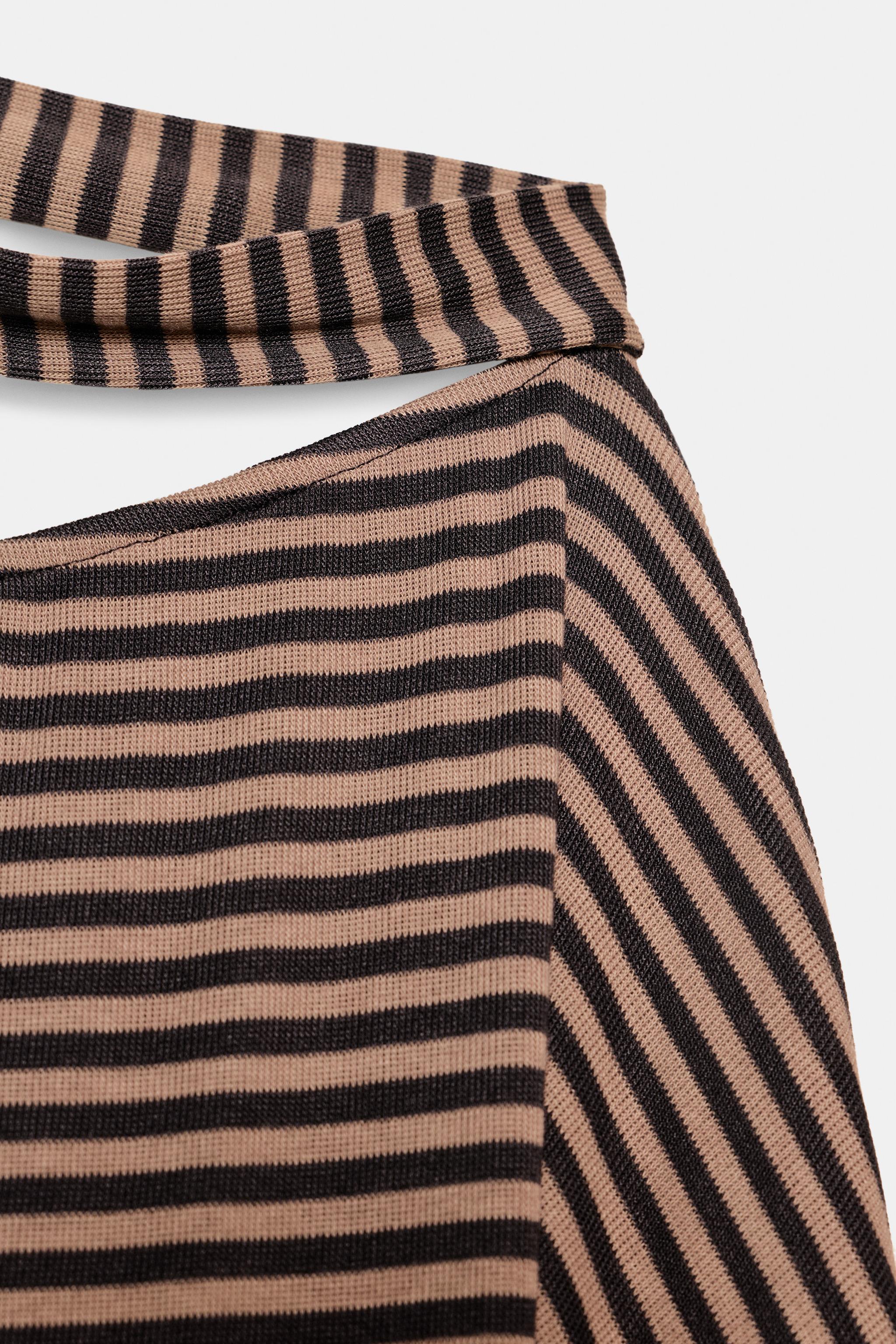 zara brown striped dress Zara Brown & Off White Stripe Long Dress | Gently Used main image 0