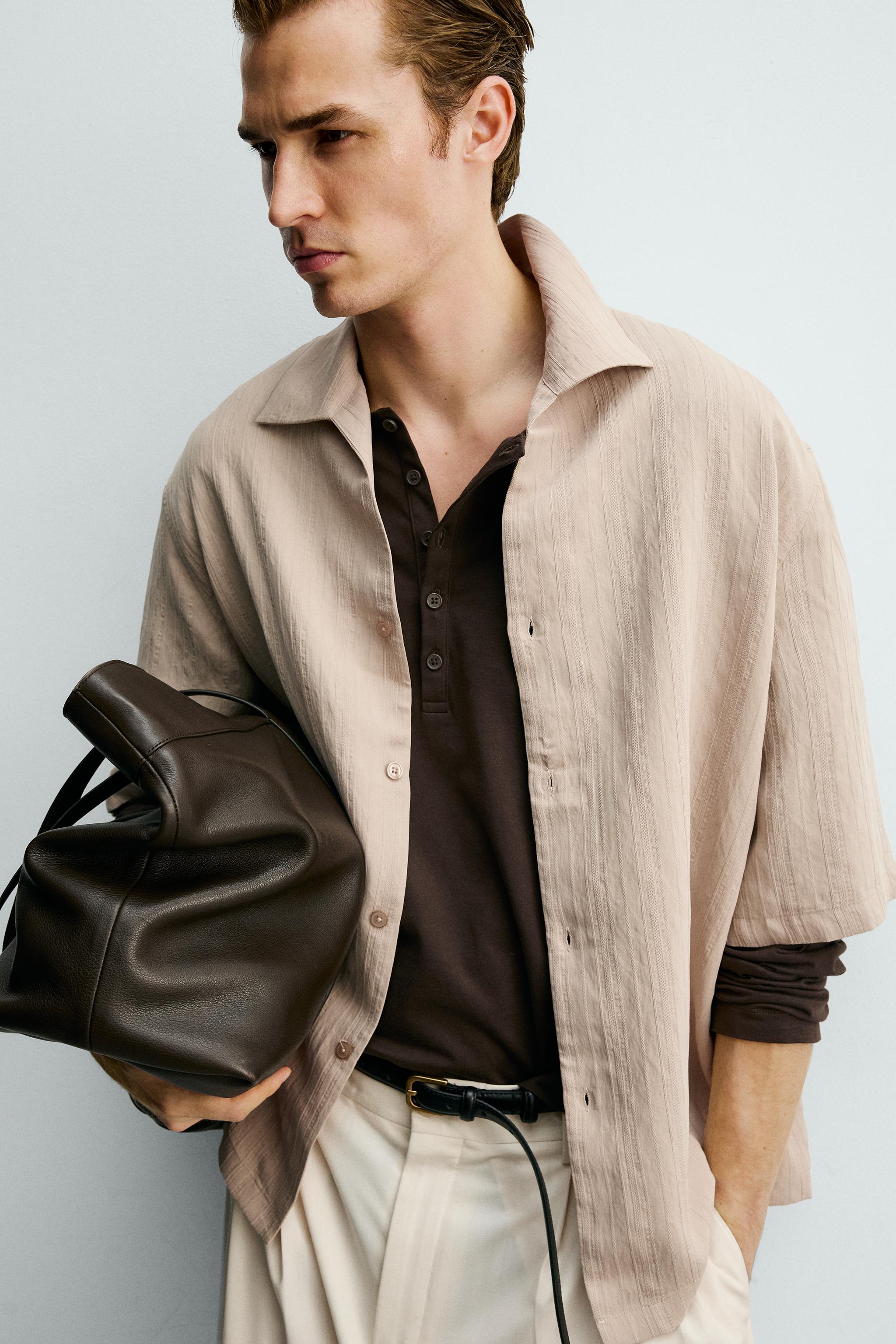 STRIPED JACQUARD BOXY FIT SHIRT