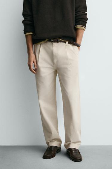 SOFT PLEATED TROUSERS - Ecru by Zara
