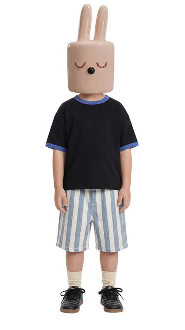 STRIPED BAGGY DENIM BERMUDA SHORTS - Blue by Zara