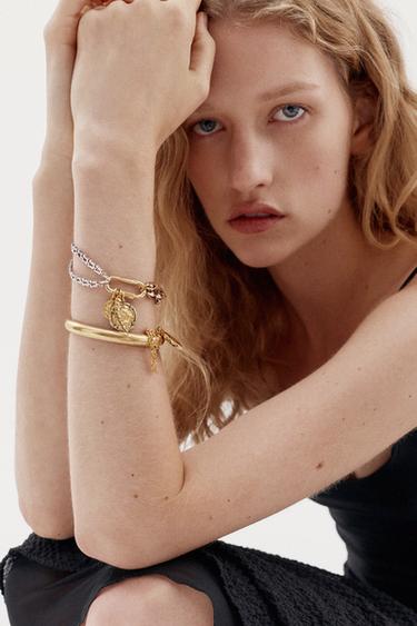 Zara 2-PACK RIGID CHAIN AND CHARM BRACELETS - Golden